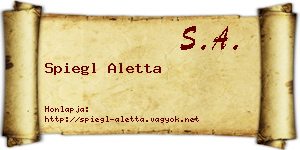 Spiegl Aletta névjegykártya